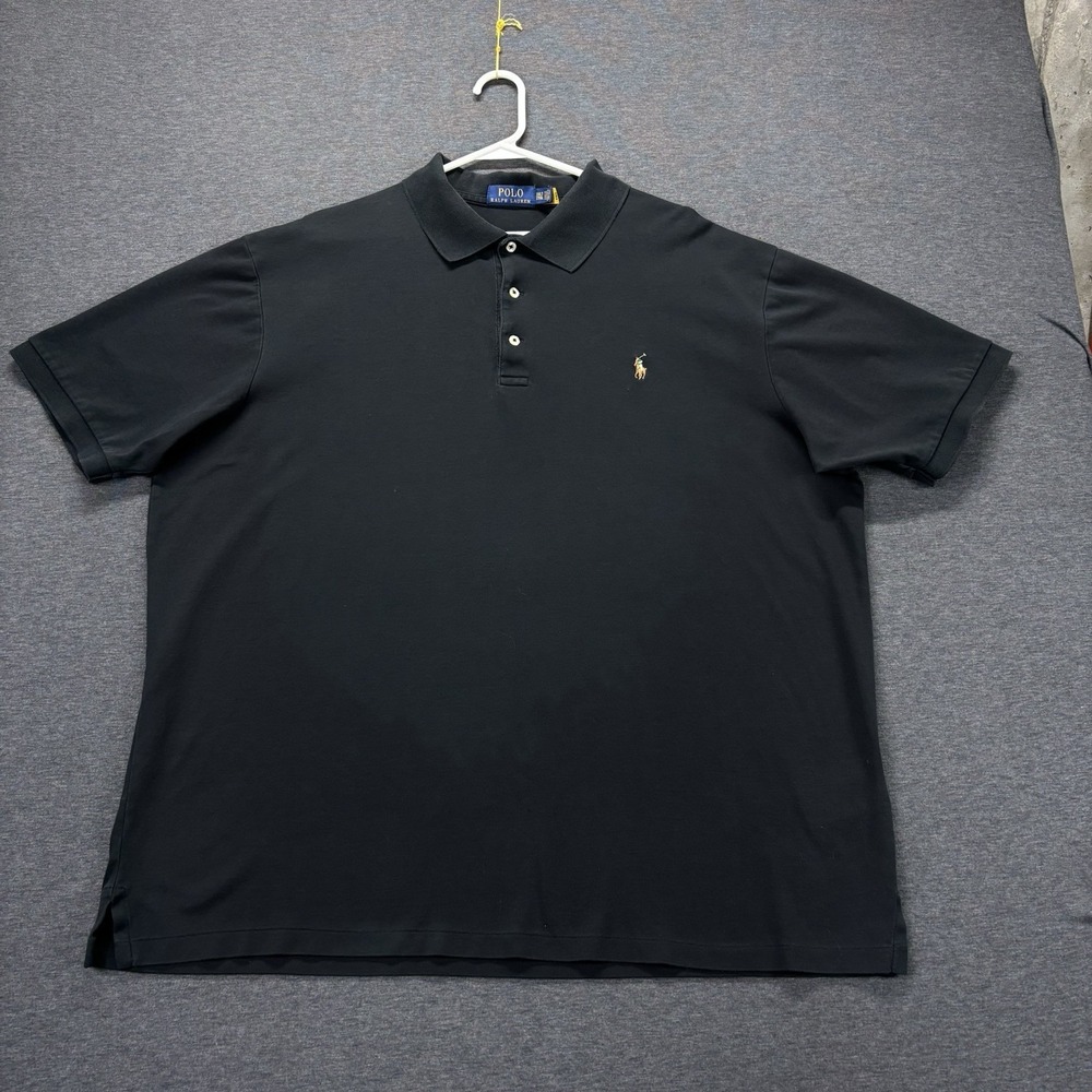 Polo Ralph Lauren Polo Shirt Mens 2XLT Black Cotton Flesh Pony Preppy Soft - Picture 2 of 11
